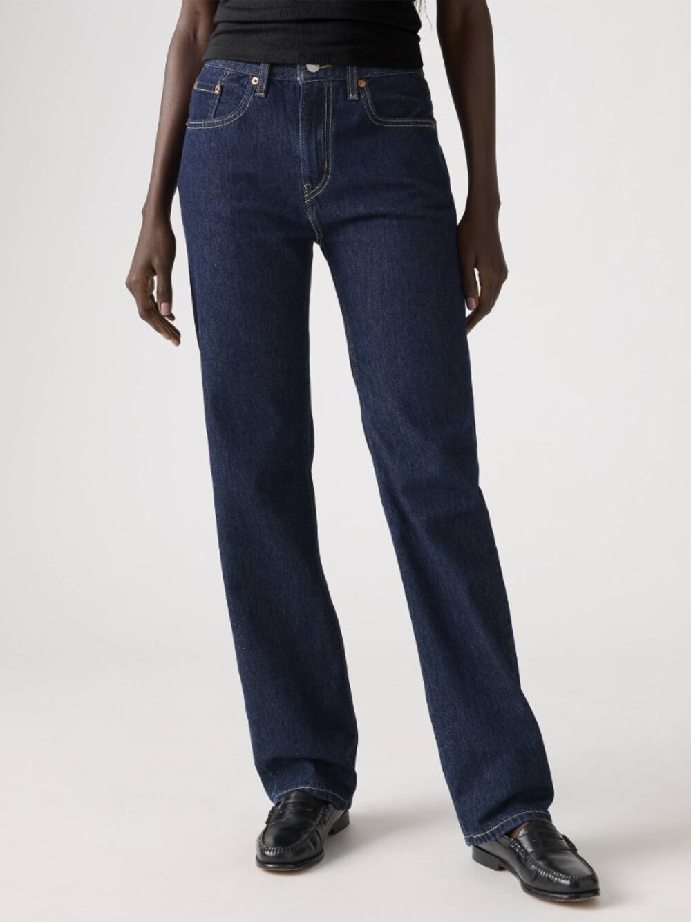 New LEVI'S Low Pro Straight Leg Dark Wash Jeans Full Length Women's Size 28x30
